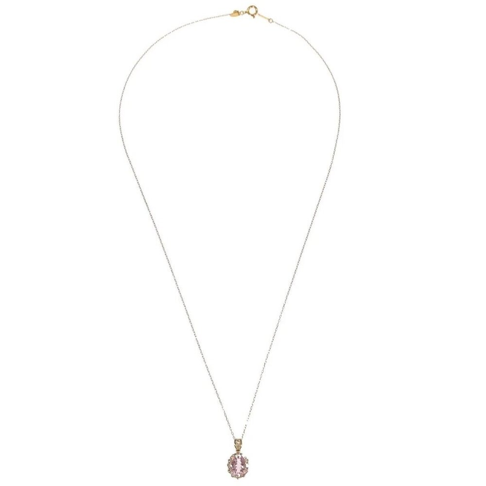 Pendant Necklace Morganite 18K Diamond Gold 145048